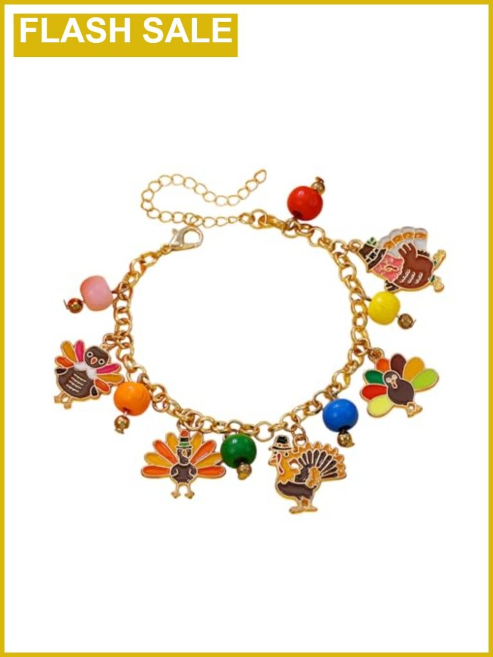 Thanksgiving Turkey Pumpkin Stretch Bracelet Women's Jewelry Set